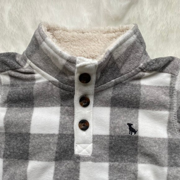 Carter's Gray White Soft Buffalo Check Fleece Sherpa Pullover Top Size 24 Months - Picture 3 of 6